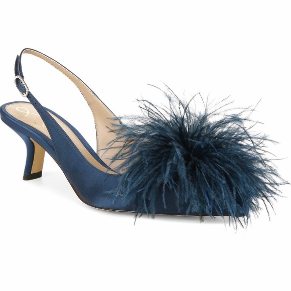 Sam Edelman Shoes - Sam Edelman Bianka Feather Slingback Satin Pump Navy